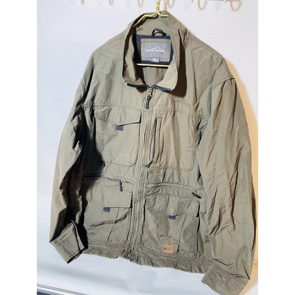Eddie Bauer Army Green Zip Up Jacket Mens Sz XXL #0482
